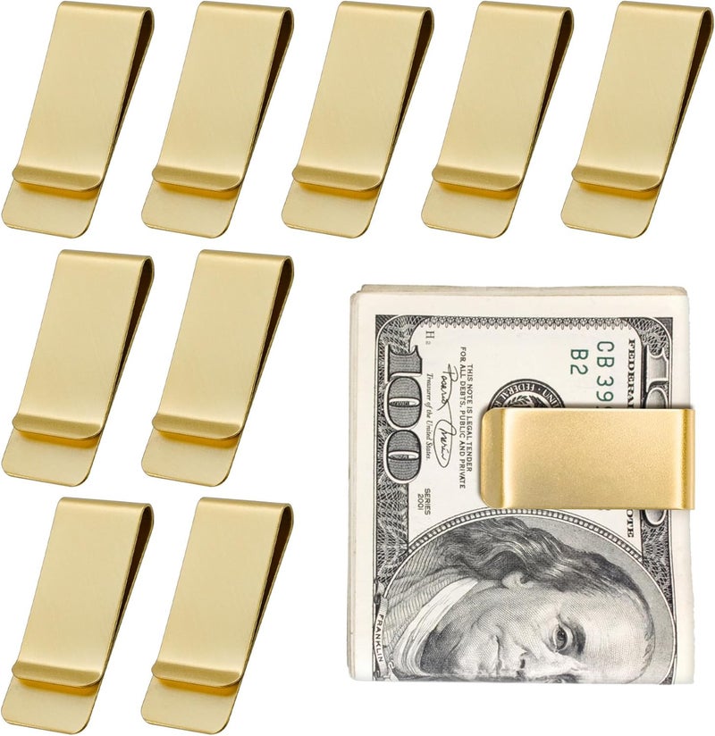Philbinden 10Pcs Stainless Steel Money Clip Silver Slim Cash Clip for Men, Metal Money Clips Minimalist Pocket Cash Wallet - Image 1